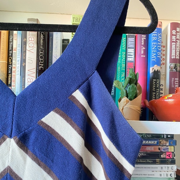 Molly | Navy Chevron Stripe Cashmere Silk Dress - Picture 7 of 10